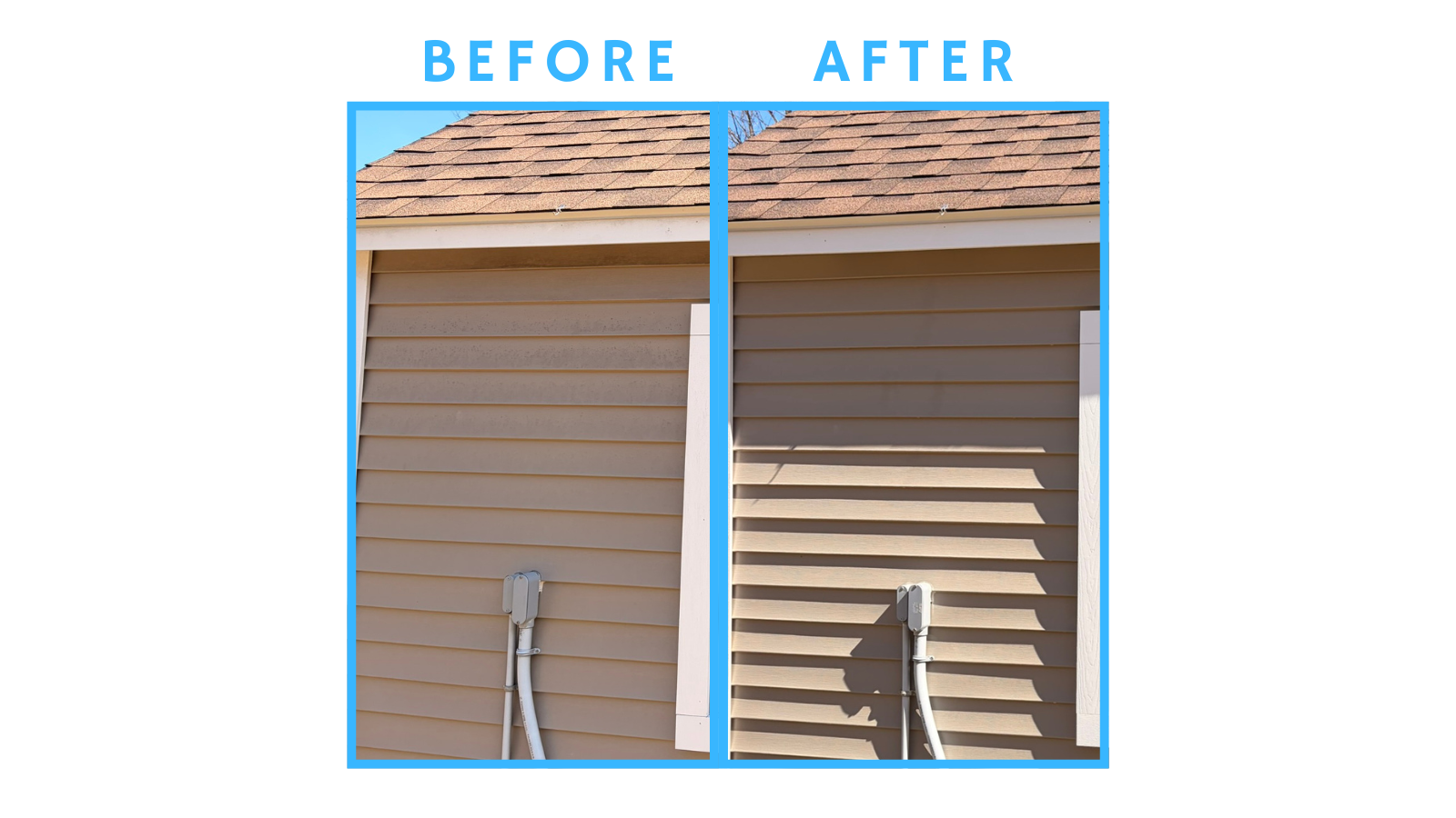 Before and after - siding cleaning